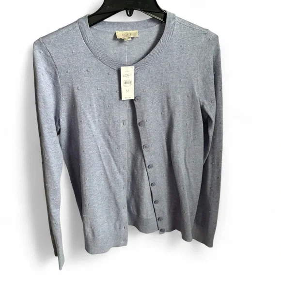 Loft Lavender Cotton Cardigan, Medium NWT - Picture 1 of 5